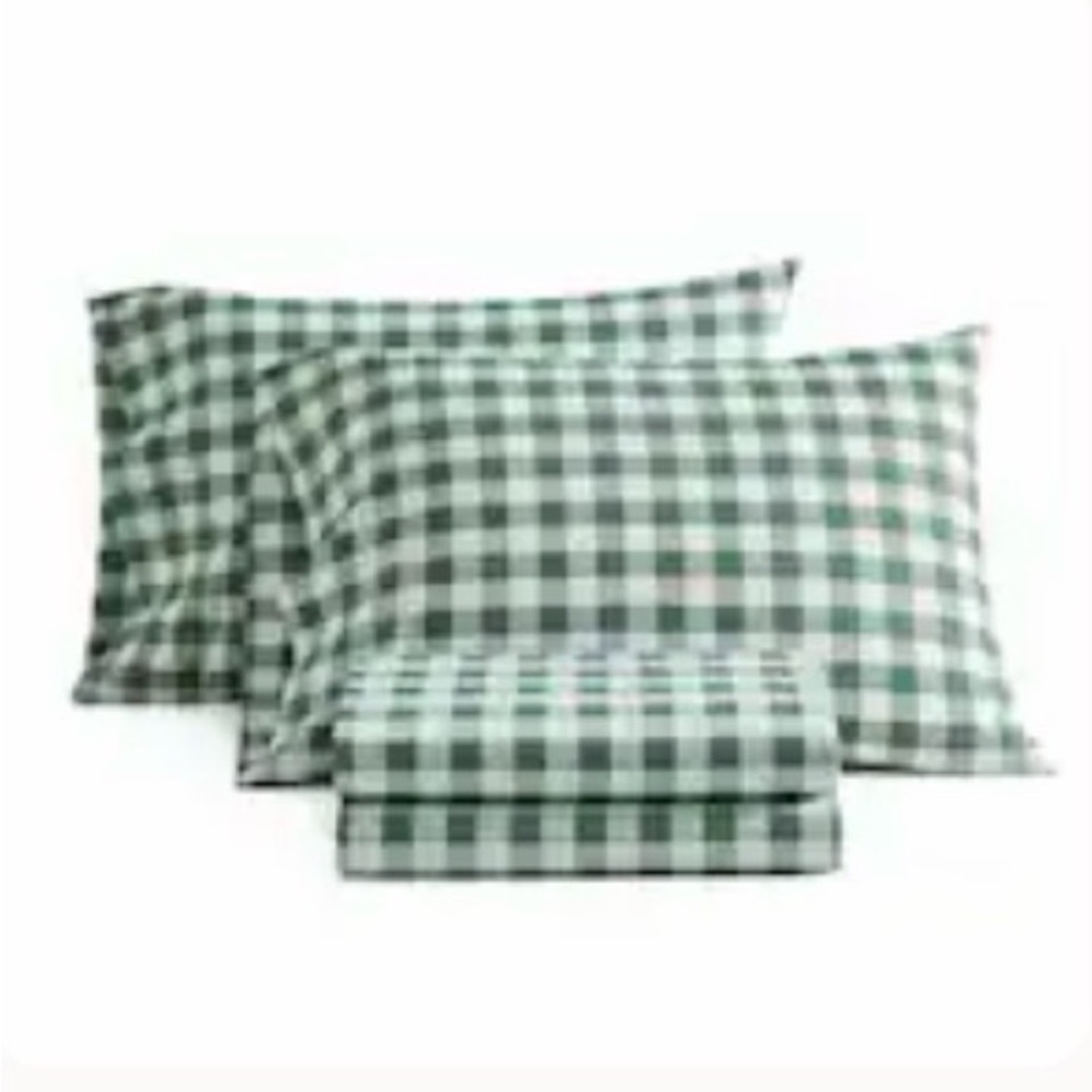 Martha Stewart Madison Gingham Green Sheet Set ~ Full